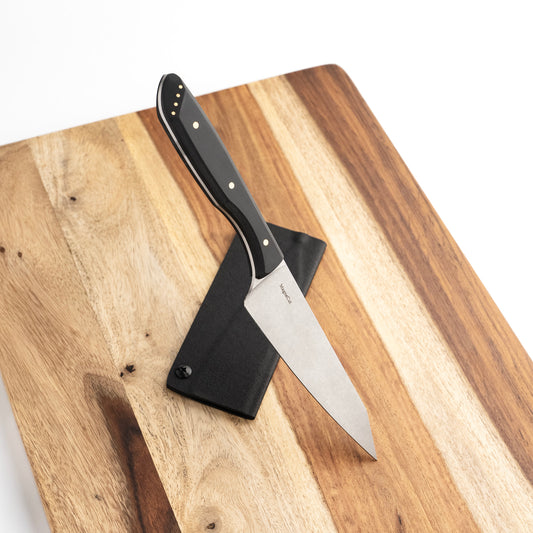 Custom Petty Knife Black Paper Micarta